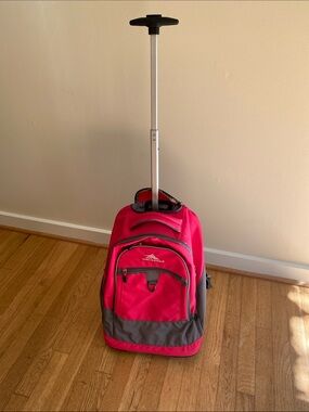 High Sierra Wheeled Backpack in Bright Pink & Gray